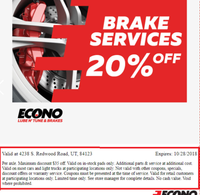 Econo Lube N' Tune & Brakes Coupons